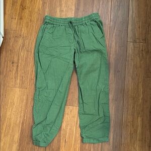 J. Crew Green linen drawstring ankle pant